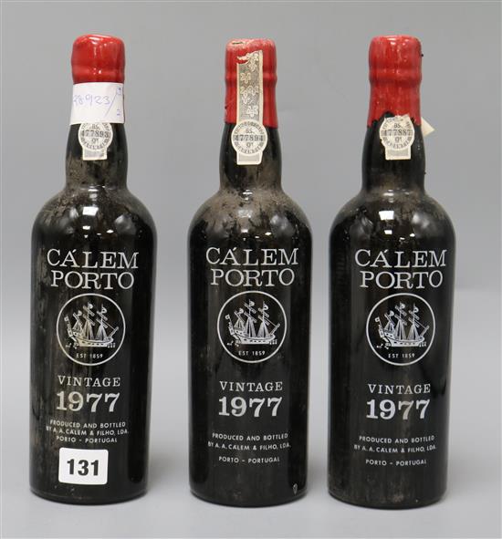 Three bottles of Calem Porto 1977 vintage port